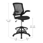 Mid-Back Mesh Ergonomic Drafting Chair with Foot Ring and Flip-Up Arms - Image 11