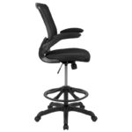 Mid-Back Mesh Ergonomic Drafting Chair with Foot Ring and Flip-Up Arms - Image 16