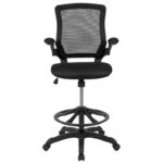 Mid-Back Mesh Ergonomic Drafting Chair with Foot Ring and Flip-Up Arms - Image 17