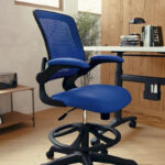 Mid-Back Mesh Ergonomic Drafting Chair with Foot Ring and Flip-Up Arms - Image 21