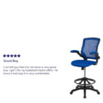 Mid-Back Mesh Ergonomic Drafting Chair with Foot Ring and Flip-Up Arms - Image 23