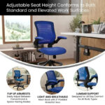 Mid-Back Mesh Ergonomic Drafting Chair with Foot Ring and Flip-Up Arms - Image 24