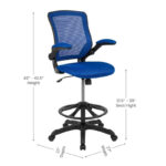 Mid-Back Mesh Ergonomic Drafting Chair with Foot Ring and Flip-Up Arms - Image 26