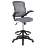 Mid-Back Mesh Ergonomic Drafting Chair with Foot Ring and Flip-Up Arms - Image 35