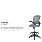 Mid-Back Mesh Ergonomic Drafting Chair with Foot Ring and Flip-Up Arms - Image 36