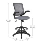 Mid-Back Mesh Ergonomic Drafting Chair with Foot Ring and Flip-Up Arms - Image 39