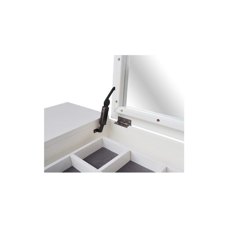 9319053623455_555224 Solid Wood Vanity Table with Vanity Bench (Snow White Finish) - Image 1