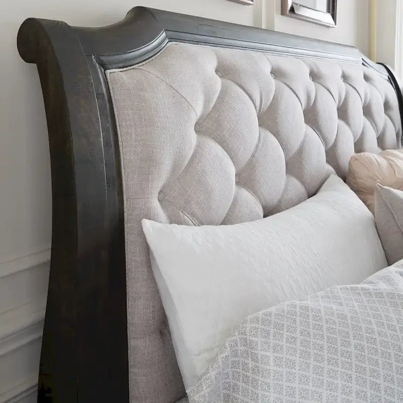 9319752827039_556723 Bellamy Traditional Peppercorn Queen Sleigh Bed Headboard - Image 1