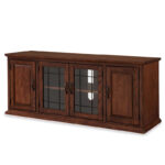 80360 Burnished Oak Leaded Glass TV Stand - Image 8