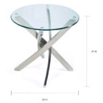 Zila Contemporary Brushed Nickel Round End Table with Glass Top - Image 2