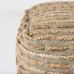 Binita Grey / Brown Hemp Wool & Cotton Square Pouf - Image 5