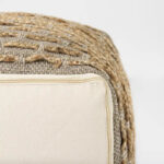 Binita Grey / Brown Hemp Wool & Cotton Square Pouf - Image 9
