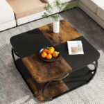 39 Inche 2-Tier Square Coffee Table with Metal Frame for Living Room - Image 24