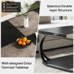 39 Inche 2-Tier Square Coffee Table with Metal Frame for Living Room - Image 13