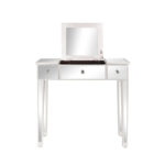 Mirrored Surface 1 Drawer Flip-up Desktop Writing Desk Vanity Desk Silver - Image 8