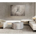36 Inch Coffee Table, Handcrafted Drum Shape, Washed White Mango Wood - Image 14