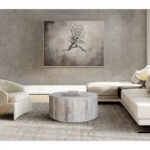 36 Inch Coffee Table, Handcrafted Drum Shape, Washed White Mango Wood - Image 2