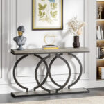Gold Console Table, 55 inch Faux Marble Entryway Table Narrow Long Sofa Table - Image 5