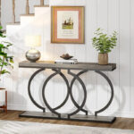 Gold Console Table, 55 inch Faux Marble Entryway Table Narrow Long Sofa Table - Image 6
