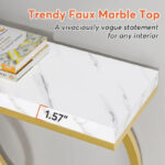 Gold Console Table, 55 inch Faux Marble Entryway Table Narrow Long Sofa Table - Image 12
