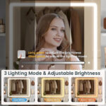 Makeup Vanity Set with Lights in 3 Colors Glass Desktop - Image 13