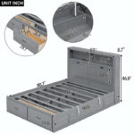 Wood Queen Size Hydraulic Platform Bed with Storage LED Headboard - Image 4