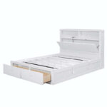 Wood Queen Size Hydraulic Platform Bed with Storage LED Headboard - Image 11