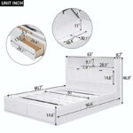 Wood Queen Size Hydraulic Platform Bed with Storage LED Headboard - Image 13