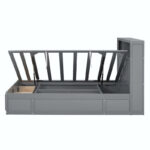 Wood Queen Size Hydraulic Platform Bed with Storage LED Headboard - Image 29