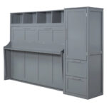 Queen Size Murphy Bed Wall Bed with Closet and Drawers,Gray - Image 4