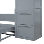 Queen Size Murphy Bed Wall Bed with Closet and Drawers,Gray - Image 9