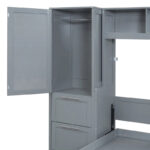 Queen Size Murphy Bed Wall Bed with Closet and Drawers,Gray - Image 10