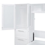 Queen Size Murphy Bed Wall Bed with Closet and Drawers,Gray - Image 19