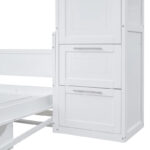 Queen Size Murphy Bed Wall Bed with Closet and Drawers,Gray - Image 20