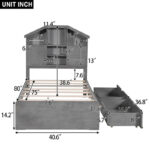 Wood Platform Bed with House-shaped Storage Headboard and 2 Drawer - Image 3