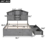 Wood Platform Bed with House-shaped Storage Headboard and 2 Drawer - Image 4