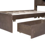 Wood Platform Bed with House-shaped Storage Headboard and 2 Drawer - Image 24