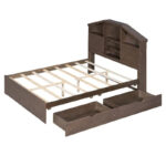 Wood Platform Bed with House-shaped Storage Headboard and 2 Drawer - Image 30