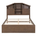 Wood Platform Bed with House-shaped Storage Headboard and 2 Drawer - Image 33