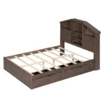 Wood Platform Bed with House-shaped Storage Headboard and 2 Drawer - Image 34
