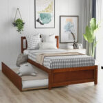 Twin size Platform Bed Wood Bed Frame with Trundle - Image 10