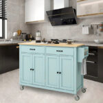 Kitchen Island Cart with Solid Wood Top - Image 3
