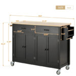 Kitchen Island Cart with Solid Wood Top - Image 12
