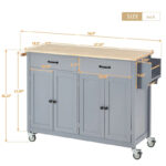 Kitchen Island Cart with Solid Wood Top - Image 19