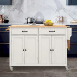 Kitchen Island Cart with Solid Wood Top - Image 20