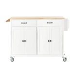 Kitchen Island Cart with Solid Wood Top - Image 21