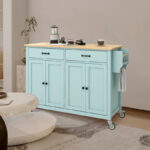 Kitchen Island Cart with Solid Wood Top - Image 30
