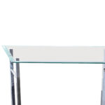 Tempered Glass Top End Table with U Shape Metal Frame, Chrome and Clear - Image 2