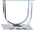 Tempered Glass Top End Table with U Shape Metal Frame, Chrome and Clear - Image 3