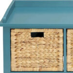 HomeRoots 43 Teal Blue Solid Wood Storage Bench with Drawers - 43 - Image 6